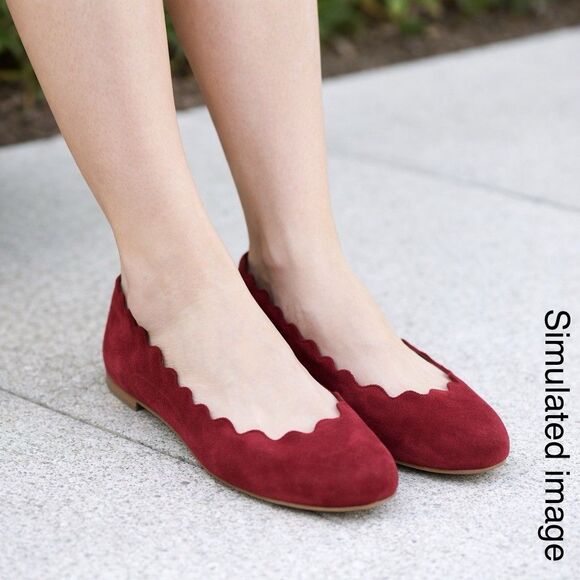 Sam Edelman Shoes - Sam Edelman Francis Ballet Flats Womens 9.5 Burgundy Suede Scalloped